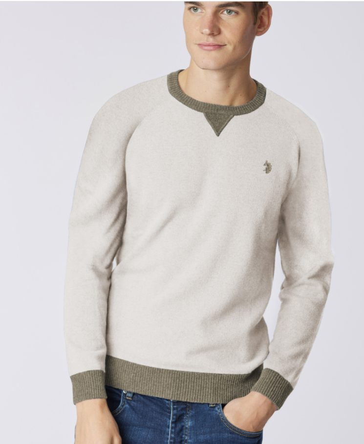 Jersey beige  bur bicolor cuello redodno Us polo ASSn